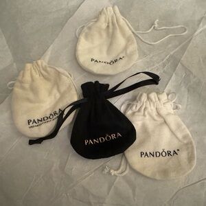 Pandora Black and white Velvet Drawstring Pouches new.
